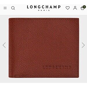NEW IN BOX Longchamp Le Foulonné Coffee Cowhide Pebbled Leather Bifold Wallet
